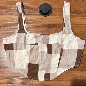 Patchwork Brown and Cream Women's Top